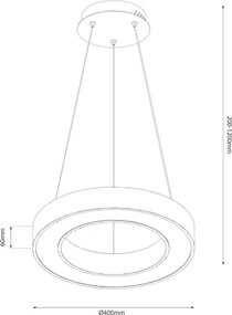 Lampadario a sospensione su cavo UNION LED/40W/230V 3000/4000/6500K Ø 40 cm nero