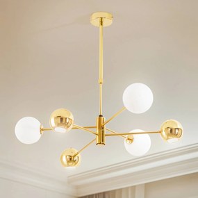 Jupiter Lampada a sospensione Moka, color oro, vetro, a 6 luci, G9, GU10