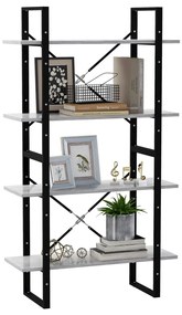 Libreria a 4 ripiani grigio cemento 80x30x140 cm in truciolato