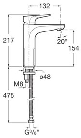 Roca A5A3D90C00 - Miscelatore per lavabo ATLAS 21,7 cm, finitura cromata lucida