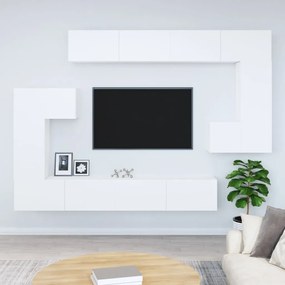 Mobile Porta TV a Parete Bianco in Legno Multistrato