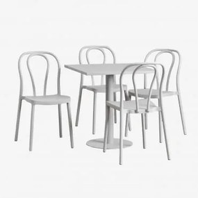 Set Di Tavolo Quadrato 70x70 Cm E 4 Sedie Da Giardino Mizzi Grigio Chiaro - Sklum