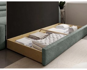 Divano verde allungabile/con contenitore con penisola a destra e rivestimento in ciniglia 223 cm Fabillo – ELTAP