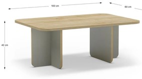 Tavolino da salotto in verde chiaro/di colore naturale con piano effetto rovere 56x100 cm Hillary – Marckeric