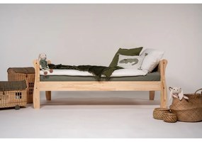 Letto da bambini di colore naturale in pino massiccio con rete inclusa 90x200 cm Roma – Adeko