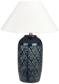 Lampada da tavolo ceramica blu scuro e bianco 56 cm TELIRE Beliani