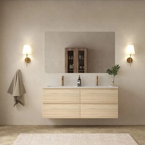 Mobile bagno 120 cm 4 cassetti doppio lavabo legno chiaro | KAM-HR120C - KAMALU