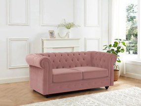 Divano 2 posti in Velluto Rosa pastello - CHESTERFIELD