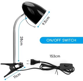 Aigostar -  Lampada da tavolo con morsetto 1xE27/11W/230V nero/cromo