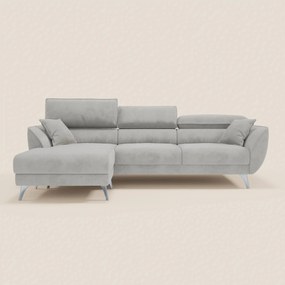 Michelangelo Divano Angolare con Penisola e Sedute Estensibili - Poggiatesta reclinabili in raffinato tessuto smacchiabile effetto vellutino T30