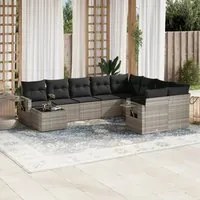 Set Divano Giardino 10 pz con Cuscini Grigio Chiaro Polyrattan 3220661