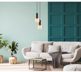 ITALUX PND-65342-1-BK+AMB - Lampadario a sospensione con filo SANTIA 1xE27/40W/230V