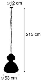 Lampada a sospensione industriale intelligente nera 53 cm incl. A60 Wifi - Sicko