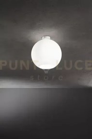 Ufo plafoniera in vetro e metallo bianco satinato 1 luce attacco e2...