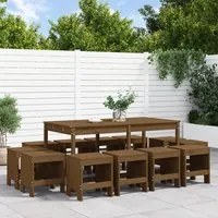 Set da Pranzo da Giardino 13 pz Miele in Legno Massello di Pinocod mxl 107578