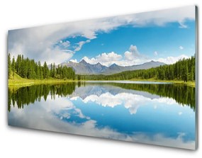 Quadro vetro Foresta Lago Montagne Paesaggio 100x50 cm