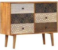 Credenza con Motivo Stampato 90x30x70 cm in Massello di Mango cod mxl 16339