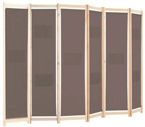 Divisorio a 6 pannelli marrone 240x170x4 cm in tessuto