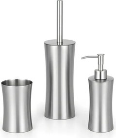 Set accessori bagno 3 pezzi in acciaio inox satinato Lunar