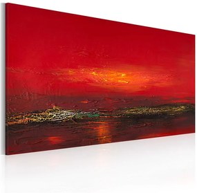 Quadro dipinto Tramonto rosso sul mare