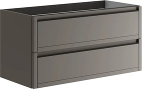Mobile da bagno sospeso sotto lavabo L 99.5 x H 50 x P 45.5 cm grigio opaco, 2 cassetti TRATTO