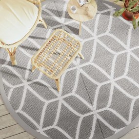Tappeto Da Esterno Arakıl Grigio Ø200 Cm İn Pp /