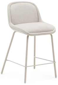 Kave Home - Sgabello Aimin in ciniglia beige e gambe in acciaio con finitura verniciata beige 65 cm FS