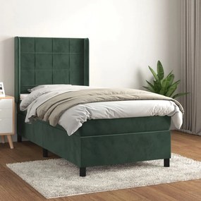 Giroletto A Molle Con Materasso Verde Scuro 90x200 Cm Velluto /