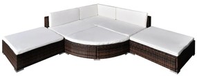 Set Divani da Giardino 6 pz con Cuscini in Polyrattan Marrone