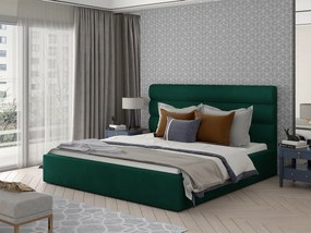 Letto matrimoniale con box contenitore Provenza - 160 x 200 cm , Tessuto verde