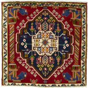 Shiraz Tappeto 60x60 Rosso (Iran) Annodato A Mano