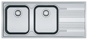Lavello integrato 2 vasche con gocciolatoio a destra FRANKE Smart inox L 50 x L 116 cm argento