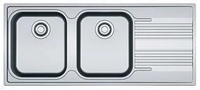 Lavello integrato 2 vasche in inox argento FRANKE Smart L 50 x L 116 cm, sgocciolatoio a destra