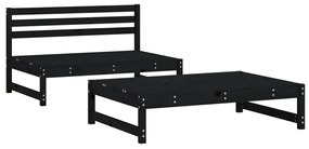 Set Salotto da Giardino 2 pz Nero in Legno Massello di Pino