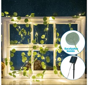 Aigostar - Catena LED solare 50xLED/7m IP65 bianco caldo eucalipto