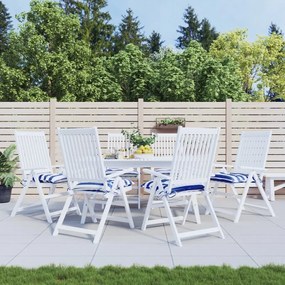 Cuscini Per Sedia 6pz Bianco E Blu 50x50x7 Cm Tessuto Oxford /