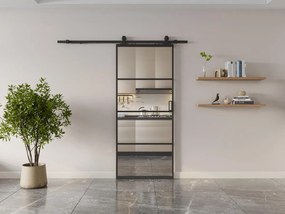 Porta scorrevole con sistema esterno muro H205 x L73 cm  Alluminio e Vetro temperato trasparente - SINCA II