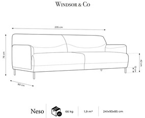 Divano grigio chiaro , 235 cm Neso - Windsor &amp; Co Sofas