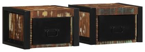 Comodini 2 Pz Multicolore 40x35x25cm İn Legno Massello Recupero /