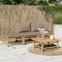 Set Salotto da Giardino 3pz con Cuscini Tortora Bamb 3155140