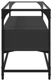 Mobile tv con piano in vetro nero 98x35x51 cm legno multistrato