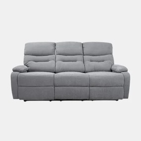 Divano Relax 3 Posti L190 Reclinabile Manuale in Tessuto Grigio SOAVE