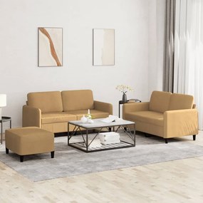 Set Di Divani 3 Pz Marrone İn Velluto /
