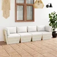 Divano da Giardino a 4 Posti su Pallet con Cuscini Legno Abete cod mxl 44038