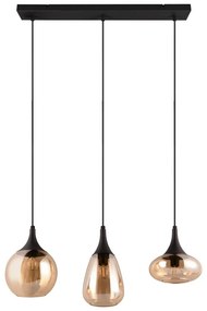 Lampada a sospensione nero-arancio con paralume in vetro Lumina - Trio