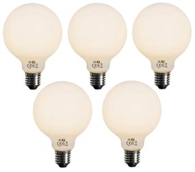 Set di 5 Lampadina LED dimmerabile a 3 livelli E27 vetro opalino G95 4W 450lm 2700K