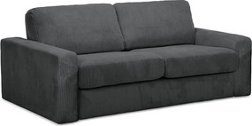 Divano grigio scuro allungabile con rivestimento in velluto a coste 195 cm Nona – Makamii