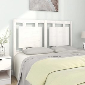 Testiera Per Letto Bianca 125,5x4x100 Cm Legno Massello Di Pino /