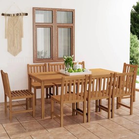 Set da Pranzo per Esterni 9 pz in Legno Massello di Teak