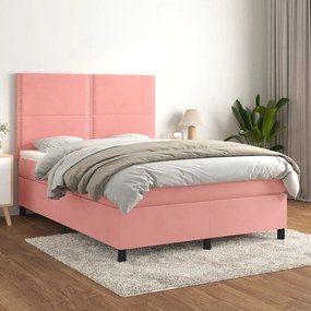 Giroletto A Molle Con Materasso Rosa 140x200 Cm İn Velluto /